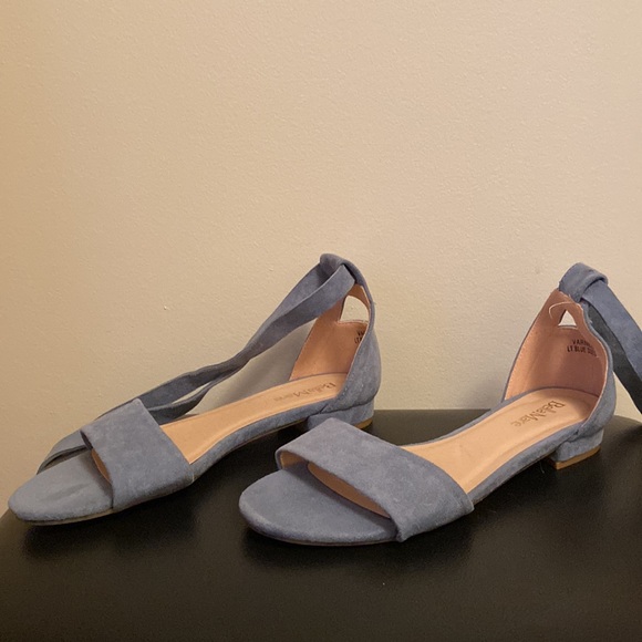 Bella Marie blue suede lace up flats - Picture 2 of 4